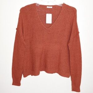 NWT Boutique Waverly V-Neck Sweater Rust